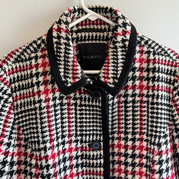 Talbots Herringbone Contrast Trim Coat, Size 18 - Picture 6 of 9